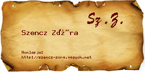 Szencz Zóra névjegykártya